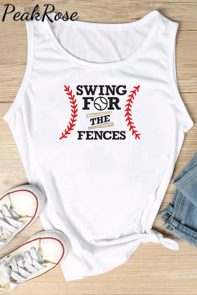 Baseball Swing For The Fences Tank Top S / White