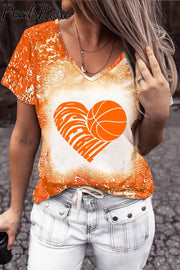 Basketball Heart Bleached T-Shirt T-Shirt