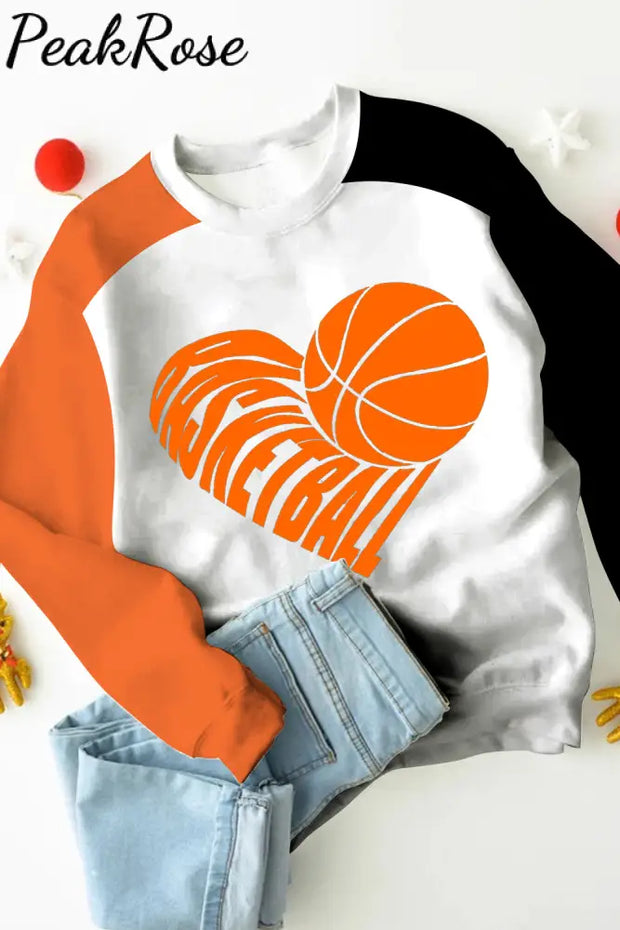 Basketball Heart Print Sweatshirt