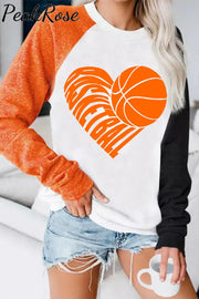 Basketball Heart Print Sweatshirt S / Photo Color