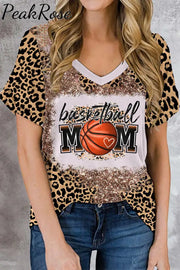 Basketball Mom Print Bleached T-Shirt S / Leopard T-Shirt