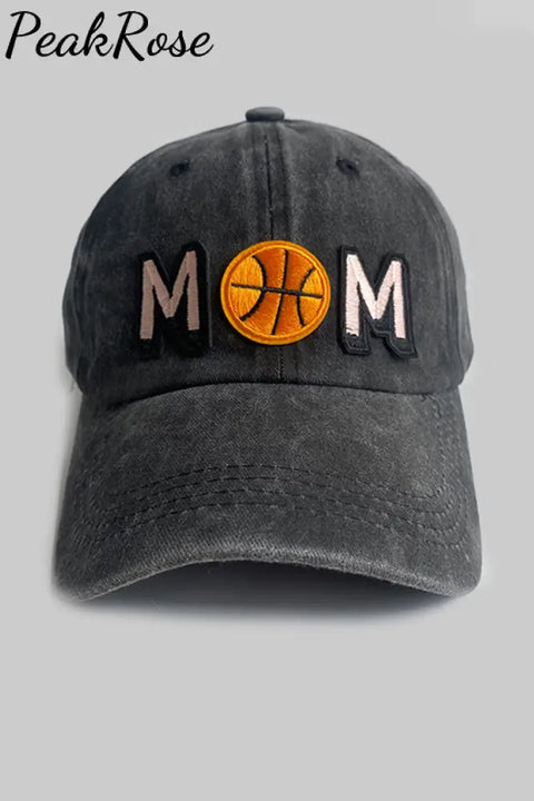 Basketball Mom Print Peaked Cap Black