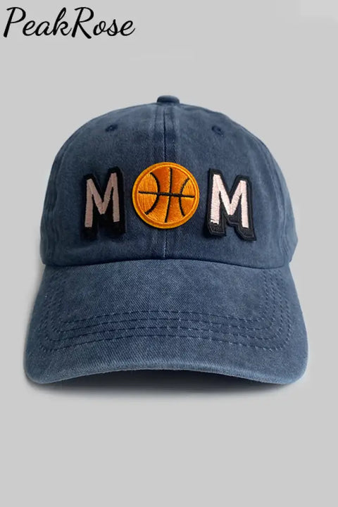 Basketball Mom Print Peaked Cap Blue