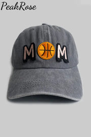 Basketball Mom Print Peaked Cap Gray