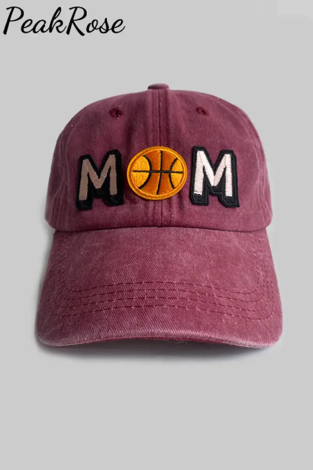 Basketball Mom Print Peaked Cap Red