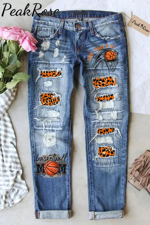 Basketball Mom Ripped Denim Jeans S