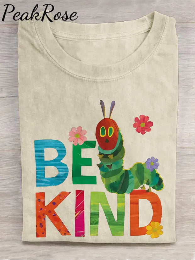 Be Kind Teacher Casual Print T-Shirt Khaki / S Hot Sell