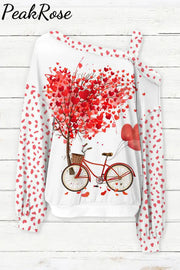 Bicycle Print Off-Shoulder Blouse