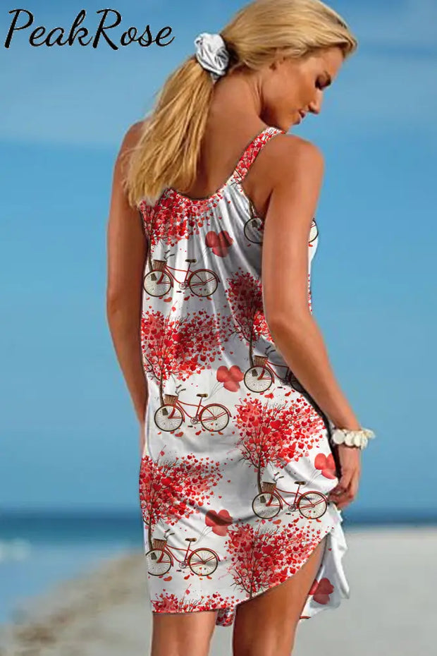 Bicycle Print Sleeveless Dress