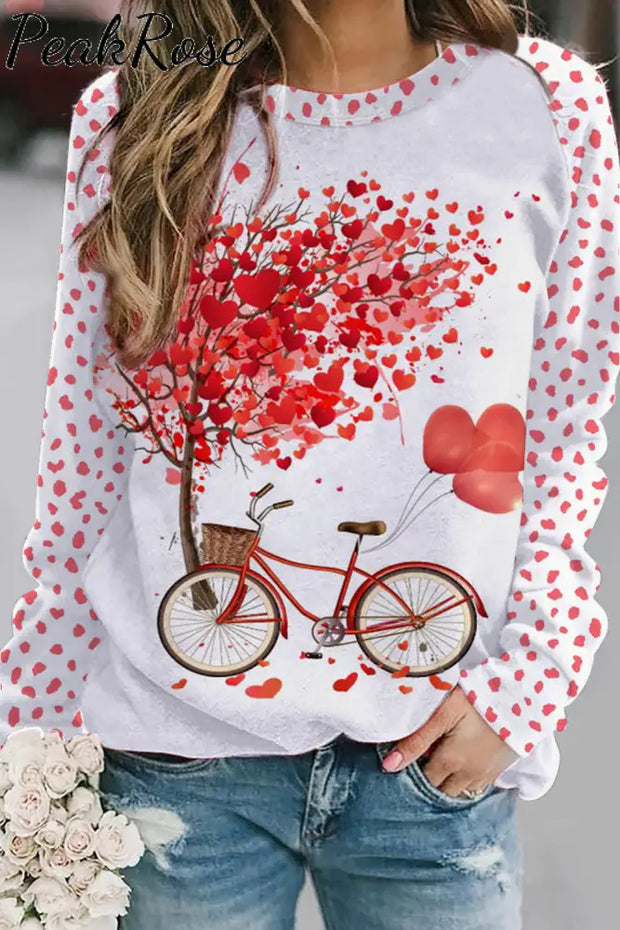 Bicycle Print Sweatshirt S / White