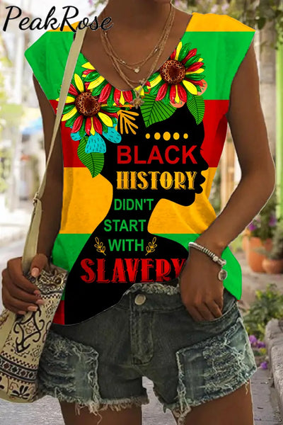 Black History Don’t Start With Slavery Tank S / Photo Color V-Neck Top