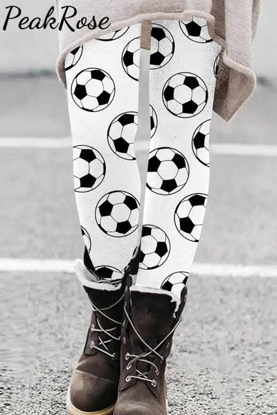 Black&White Soccer Ball Print Leggings S / Photo Color Leggings