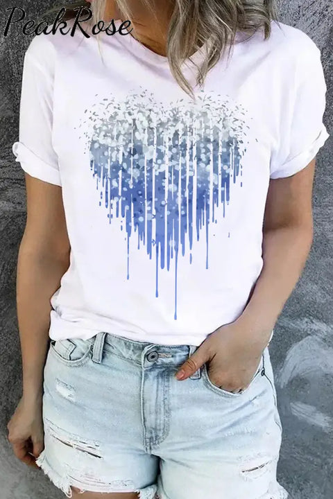 Blue Fringed Love Heart T-Shirt