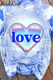 Blue Laser Love Letters Printed T-Shirt S / T-Shirt