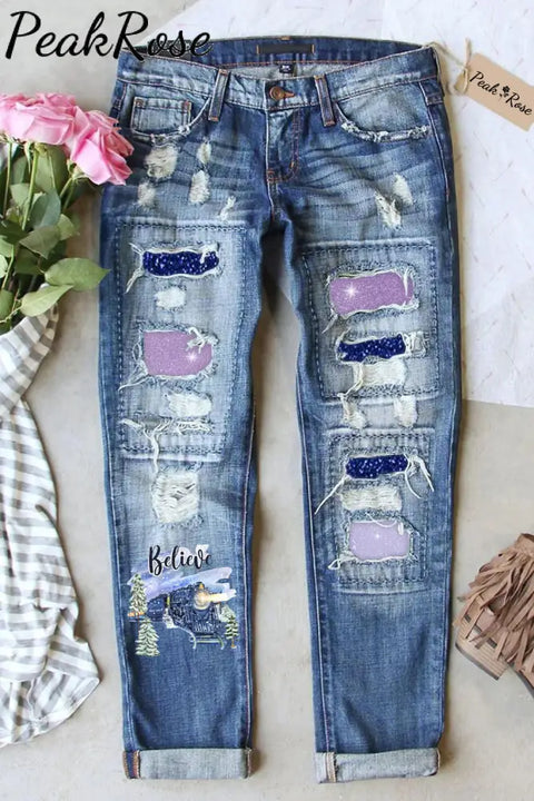 Blue Polka Believe Express Train Jeans