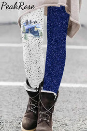 Blue Polka Believe Express Train Leggings Leggings