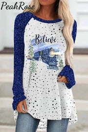 Blue Polka Believe Express Train Tunic