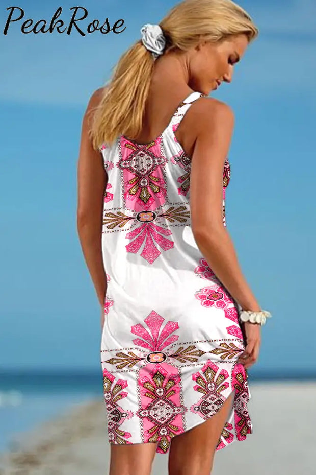 Boho Symmetrical Print Sleeveless Dress