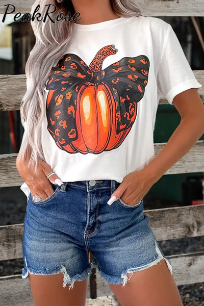 Bowknot Pumpkin Graphic T-Shirt Hot Sell