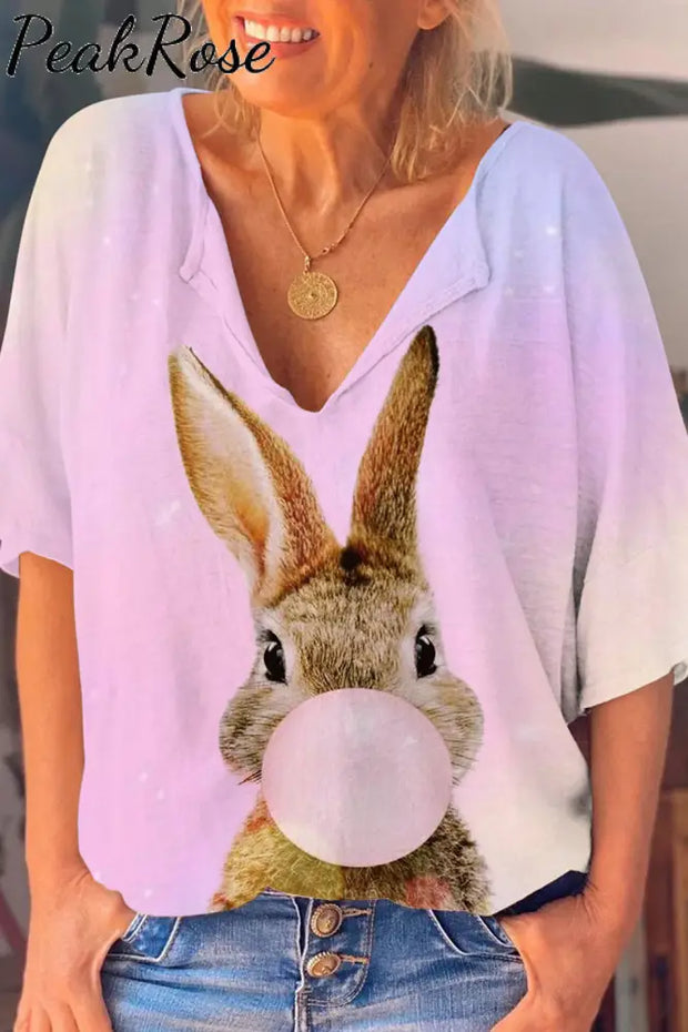 Bubble Gum Bunny Happy Easter Day Dolman Sleeves Tee