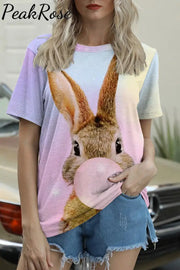 Bubble Gum Bunny Happy Easter Day Round Neck T-Shirt T-Shirt