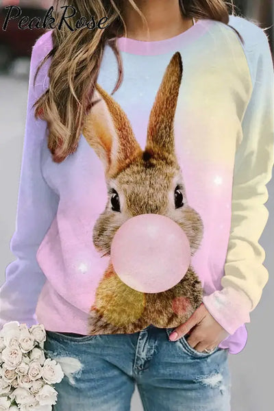 Bubble Gum Bunny Happy Easter Day Sweatshirt S / Ombre