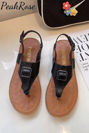 Buckle Strap Roman Flat Flip-Flop Sandals Slippers