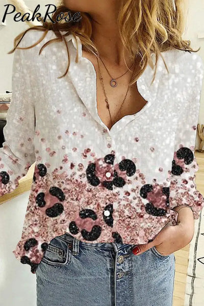 Button Leopard Love Long Sleeve Shirt