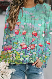 Casual Beautiful Floral Abstract Paintings Sweatshirt S / Green