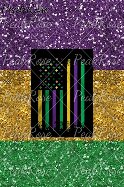 Casual Glitter Mardi Gras American Flag Print Denim Jeans