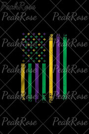 Casual Glitter Mardi Gras American Flag Print Off-Shoulder Blouse