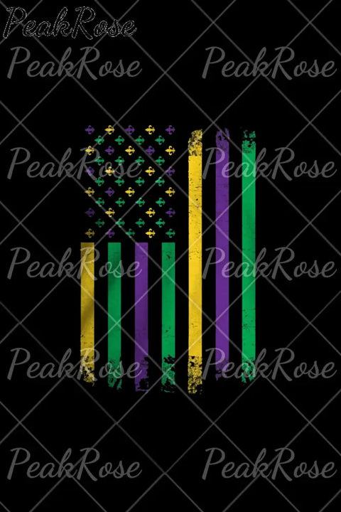 Casual Glitter Mardi Gras American Flag Print Off-Shoulder Blouse