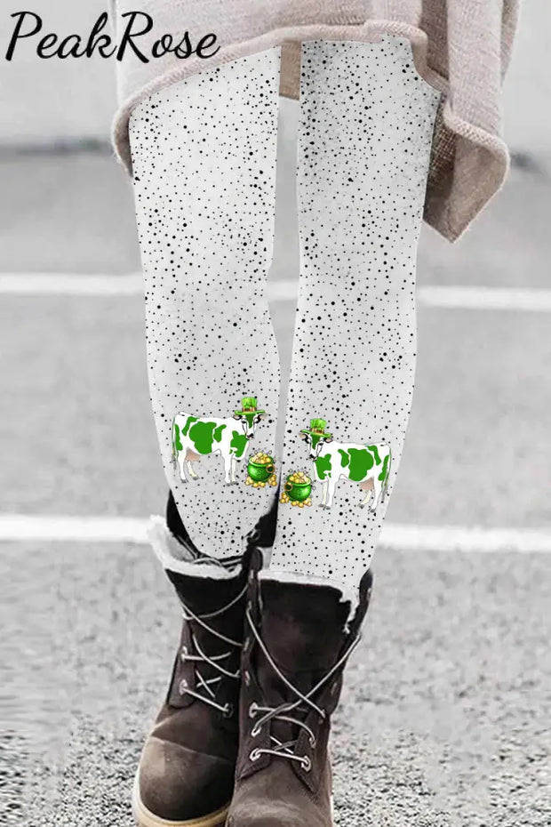 Casual Green Sheep Polka Dots Printed Leggings Leggings