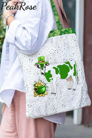 Casual Green Sheep Shamrocks Printed Toet Bag Tote