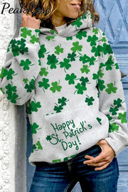 Casual Lucky Green Shamrocks Printed Hoodie