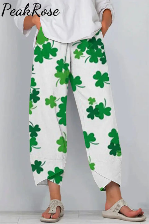 Casual Lucky Green Shamrocks Printed Pants Casual Pant