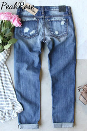 Casual Mardi Gras Mask With Beads Print Bleached Denim Jeans