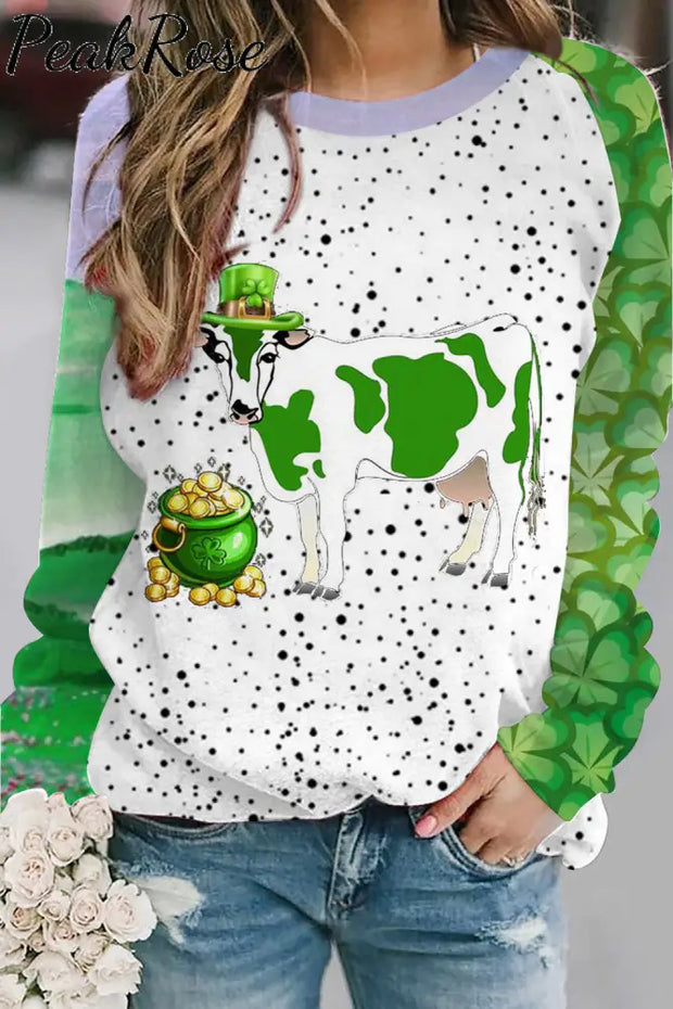 Casual Sheep In The Green Hills Printed Sweatshirt S /