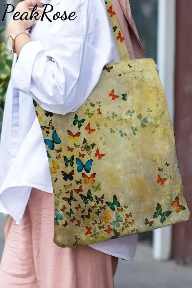 Casual Spring/Summer Butterflies Abstract Paintings Tote Bag Yellow / 30*40 Cm