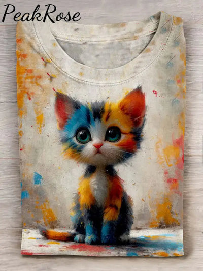 Cat Art Print Casaul Short Sleeve T-Shirt Hot Sell