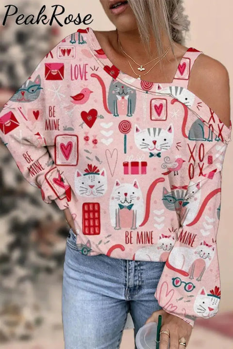 Cat Be Mine Xoxo Off-Shoulder Blouse