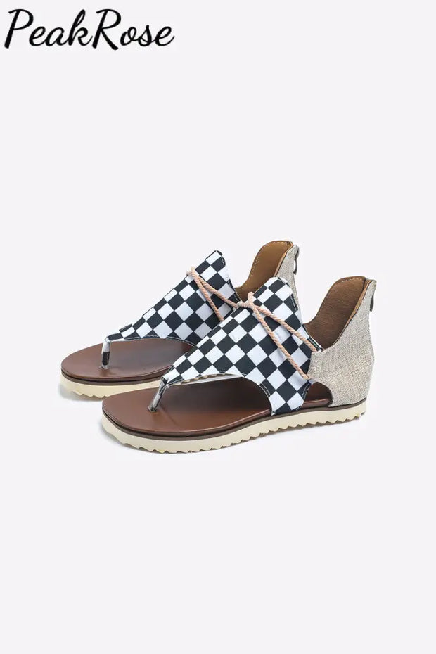 Checkered Flag Plaid Flip Flops Sandals