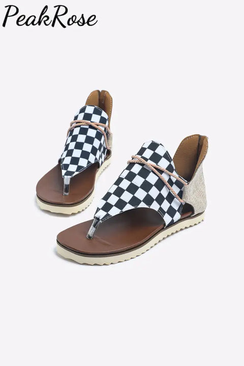 Checkered Flag Plaid Flip Flops Sandals