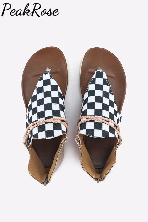 Checkered Flag Plaid Flip Flops Sandals