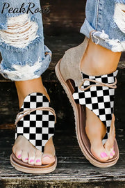 Checkered Flag Plaid Flip Flops Sandals