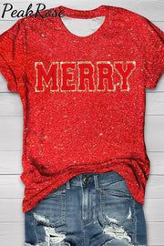 Chenille Patch Merry Christmas T-Shirt T-Shirt