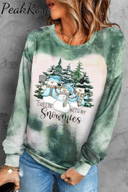 Chillin With My Snowmies Bleached Sweatshirt S