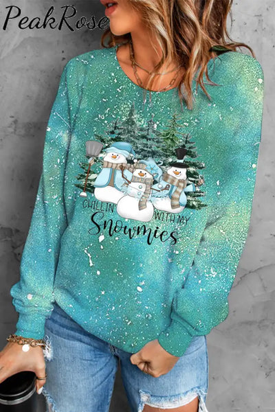 Chillin With My Snowmies Print Sweatshirt S / Photo Color