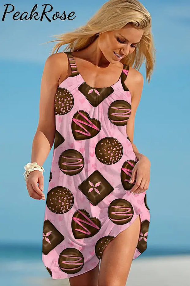 Chocolate Sleeveless Dress S / Pink