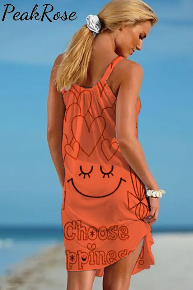 Choose Happiness Beach Sleeveless Dress